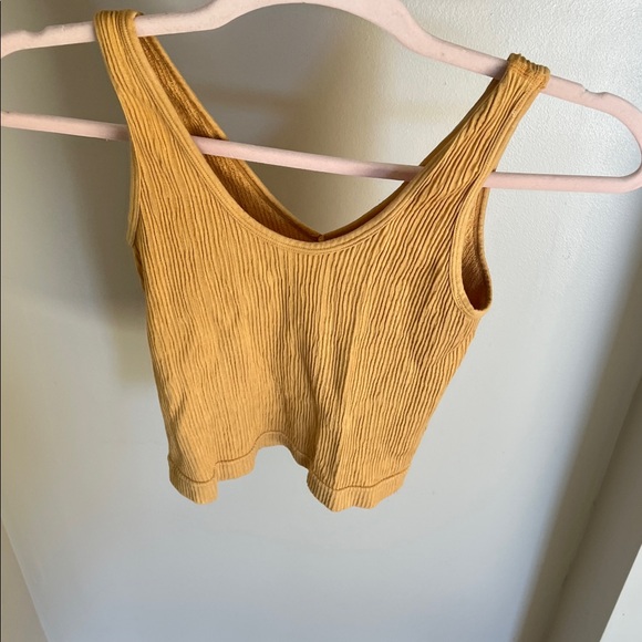 Mustard Ribbed Crop Top - Picture 2 of 3